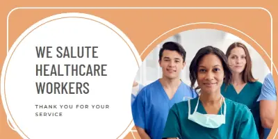 Thank you to healthcare workers orange modern-geometric-&-linear