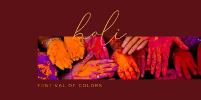 Happy Holi hands red modern-simple