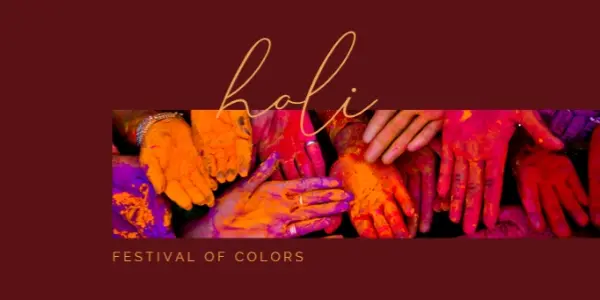 Happy Holi hands red modern-simple