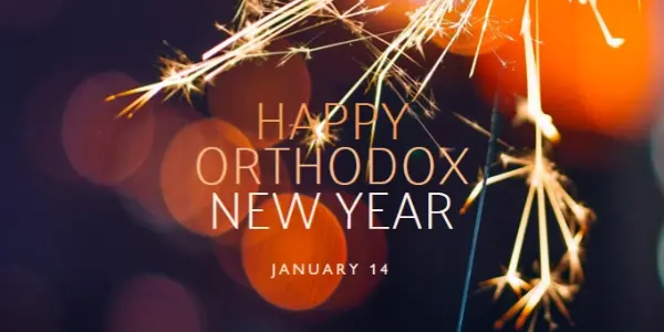 Happy Orthodox New Year black modern-simple