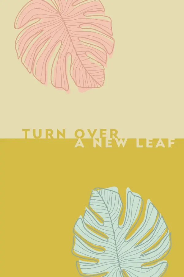 Turn over a new leaf yellow whimsical-line