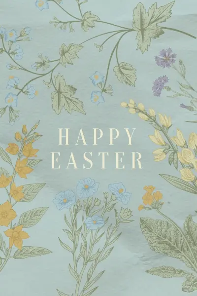 Easter wishes blue vintage-botanical