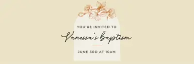 Baptism invite yellow vintage-botanical