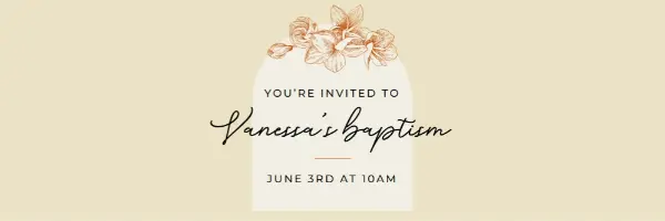 Baptism invite yellow vintage-botanical