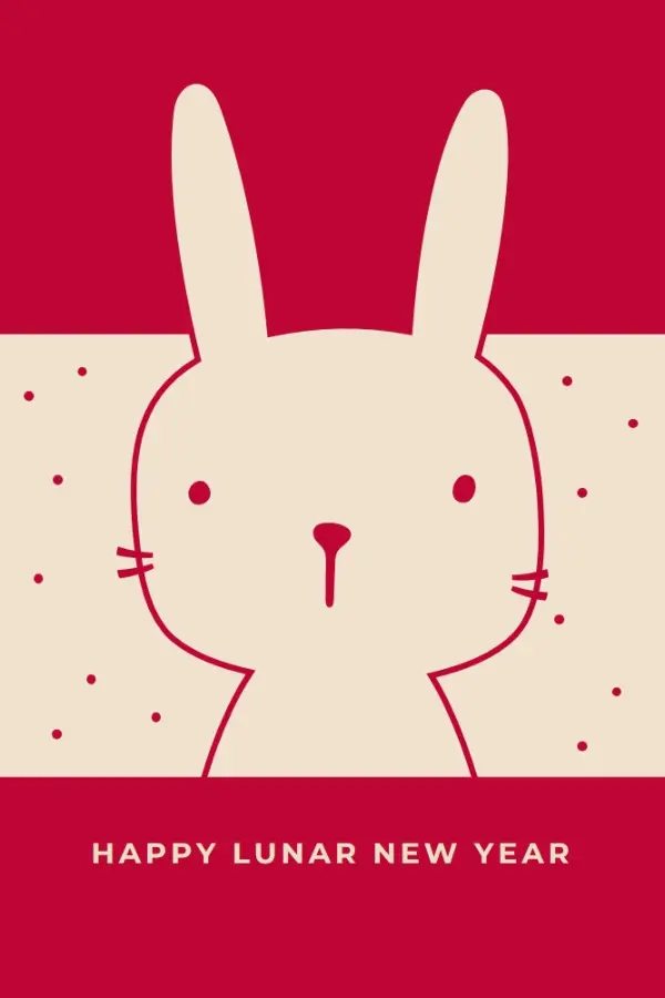 Lucky rabbit red whimsical-line