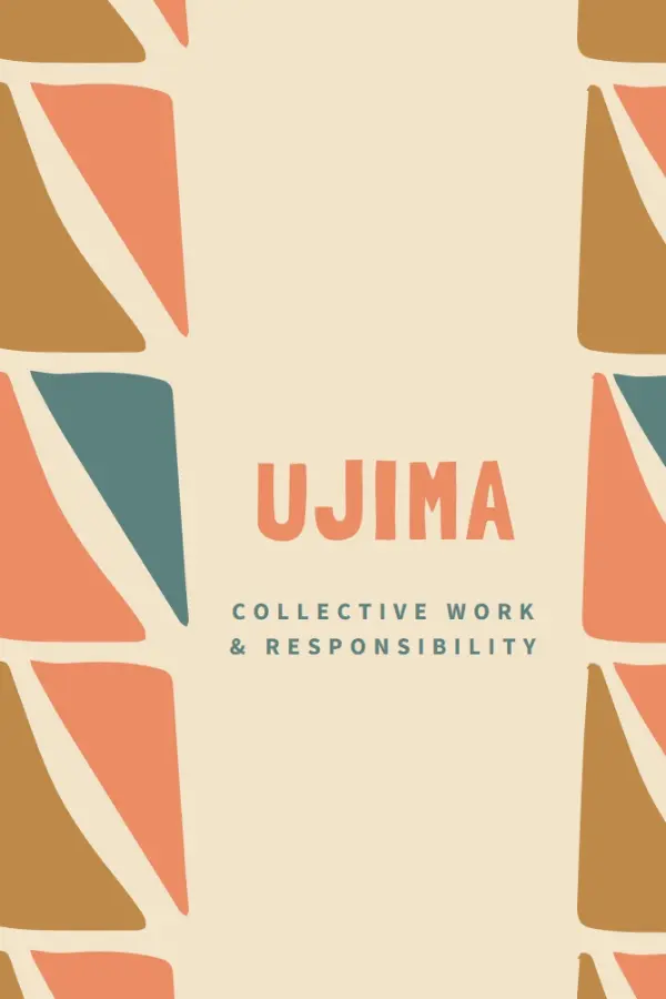 The Kwanzaa principle of Ujima orange whimsical-color-block
