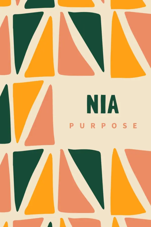 The Kwanzaa principle of Nia orange whimsical-color-block