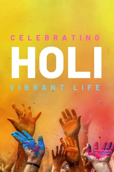 Holi festival of colors yellow modern-bold