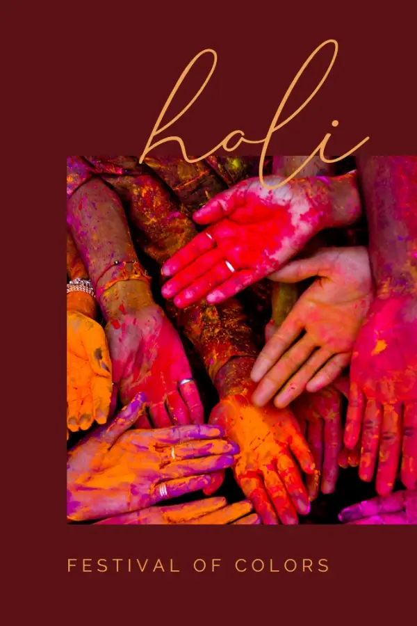 Happy Holi hands red modern-simple