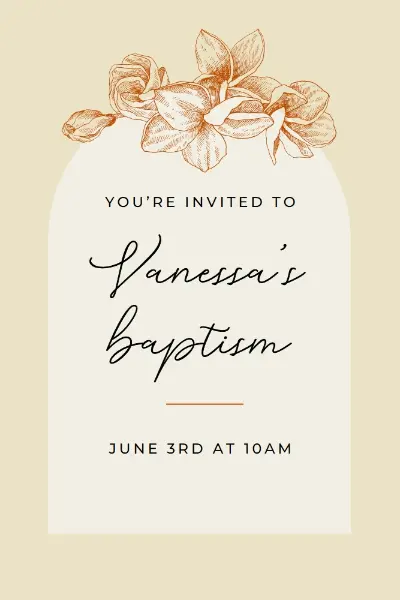 Baptism invite yellow vintage-botanical