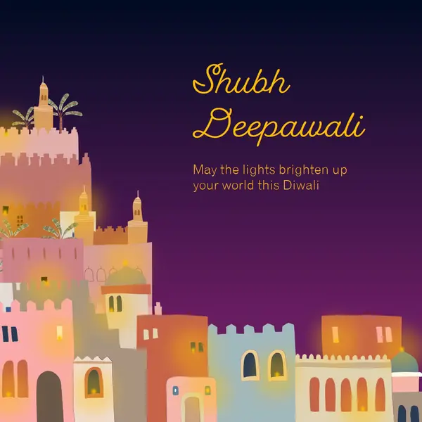 Shubh Deepawali Purple whimsical, night, city