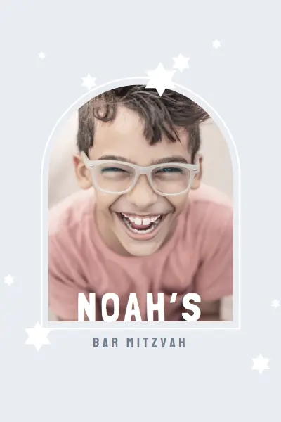 Bar mitzvah blessings blue modern-simple