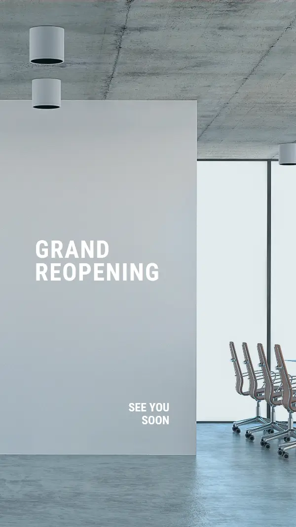Grand reopening gray modern-simple