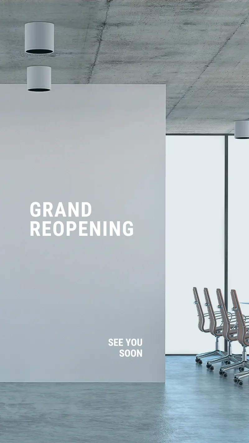 Grand reopening gray modern-simple