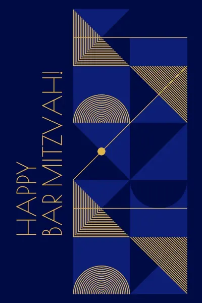 Happy bar mitzvah blue modern-geometric-&-linear