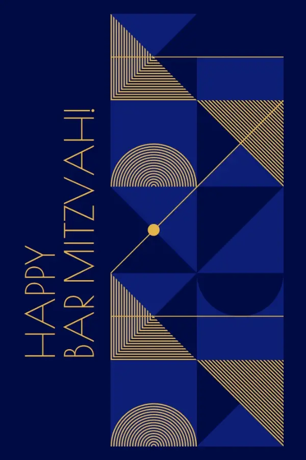 Happy bar mitzvah blue modern-geometric-&-linear
