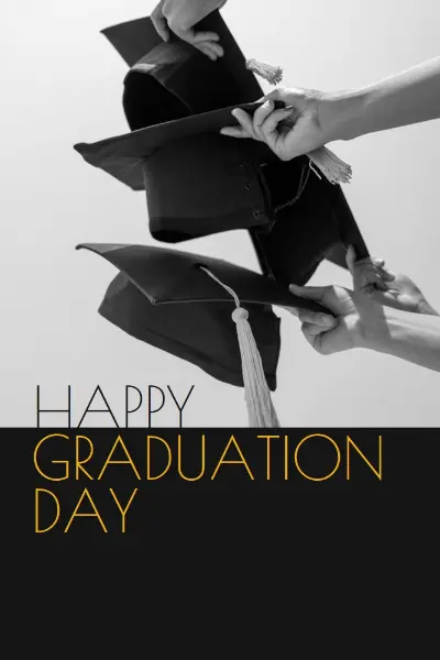 Happy graduation day black modern-simple