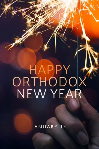 Happy Orthodox New Year black modern-simple