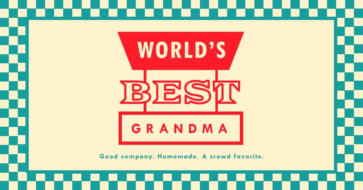 Welcome the world's best grandma yellow vintage retro graphic kitsch frame text