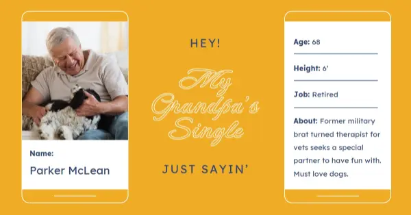 Hey! My Grandpa's single yellow phone simple bold symmetrical smartphone text