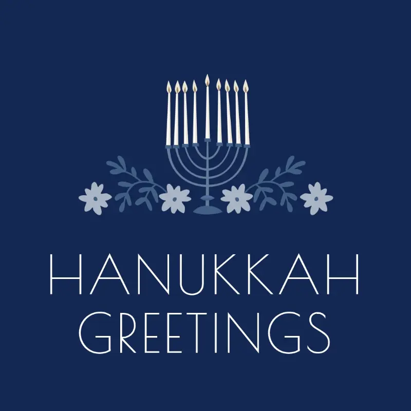 Hanukkah greetings blue modern-simple