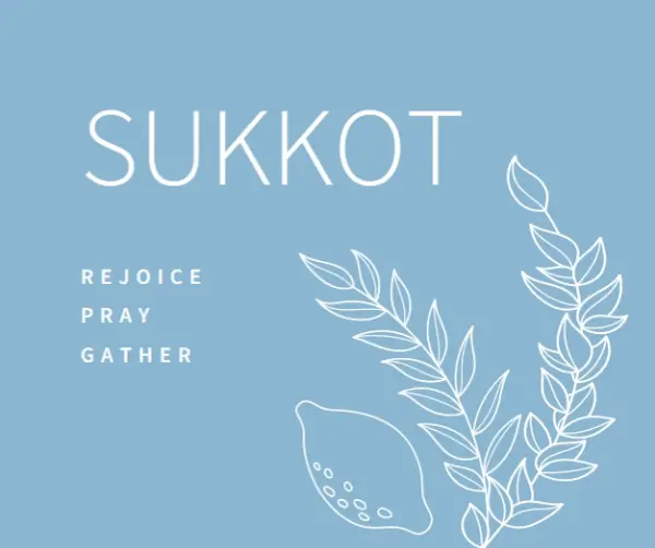 A peaceful Sukkot blue whimsical-line