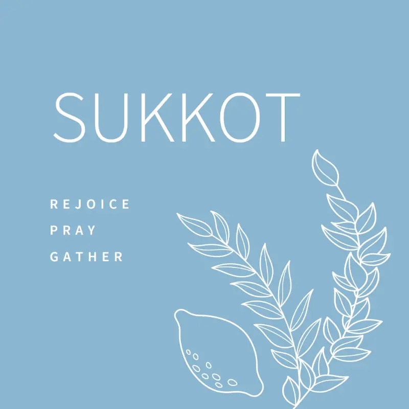 A peaceful Sukkot blue whimsical-line