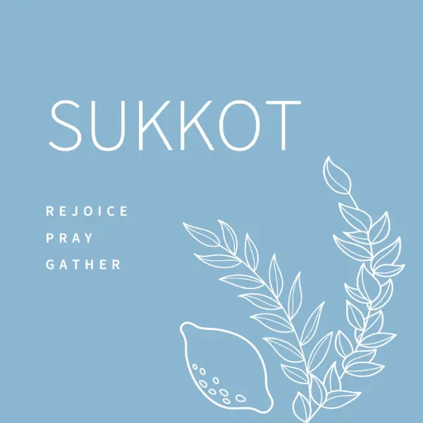 A peaceful Sukkot blue whimsical-line