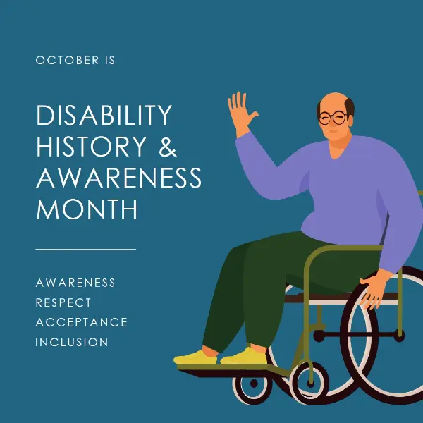 Disability history and awareness month blue modern-color-block