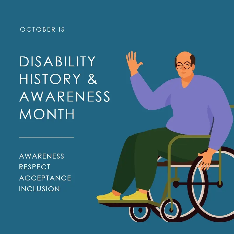 Disability history and awareness month blue modern-color-block