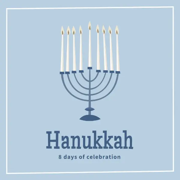 8 days of Hanukkah blue organic-simple