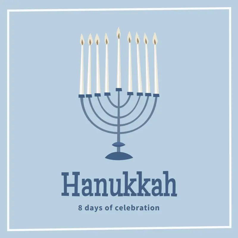 8 days of Hanukkah blue organic-simple