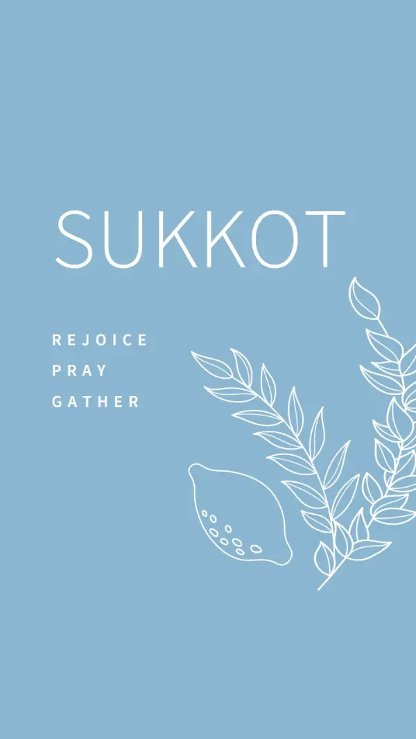 A peaceful Sukkot blue whimsical-line