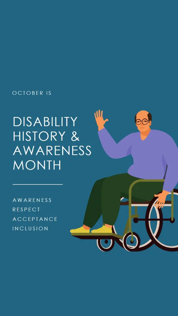 Disability history and awareness month blue modern-color-block