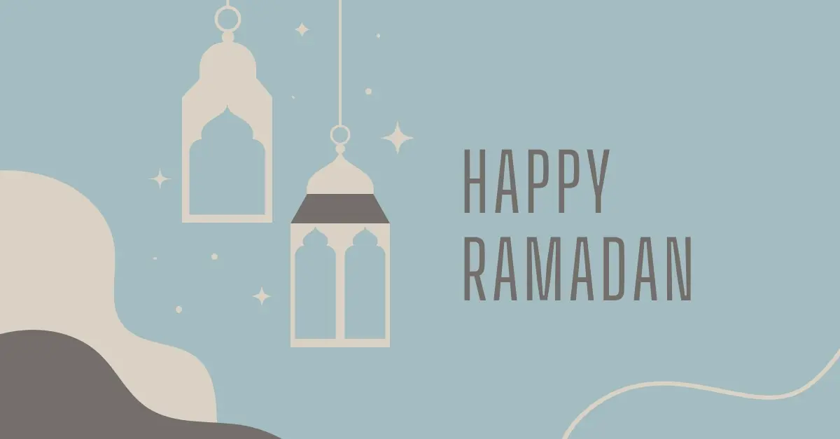 Ramadan greetings blue organic-boho