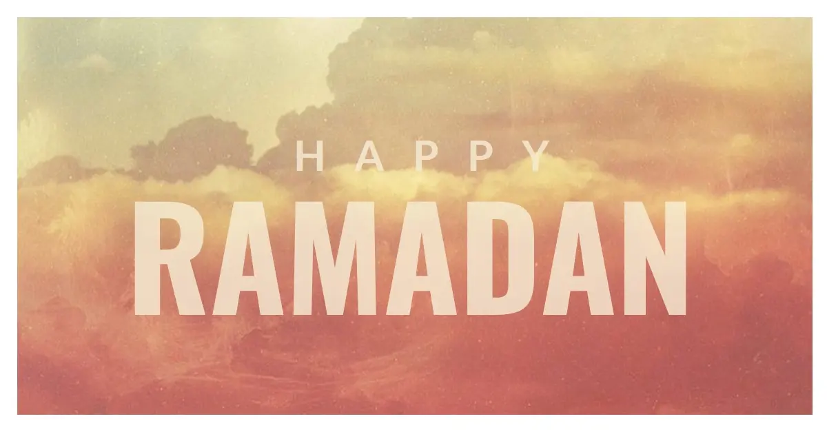 Happy Ramadan greetings orange vintage-retro