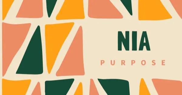 The Kwanzaa principle of Nia orange whimsical-color-block