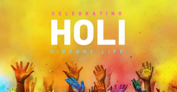 Holi festival of colors yellow modern-bold