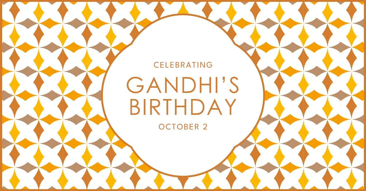 Honoring Gandhi on his birthday orange modern-simple