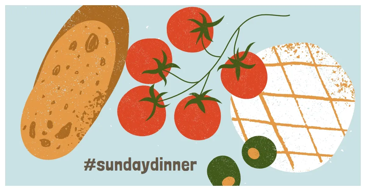 Super Sunday supper blue whimsical-color-block