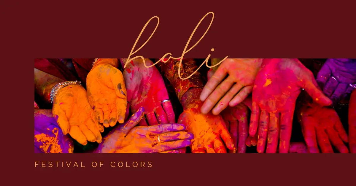 Happy Holi hands red modern-simple