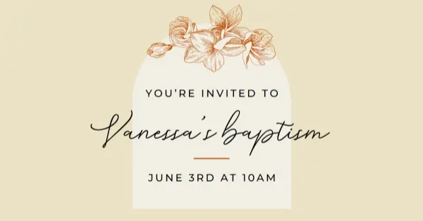 Baptism invite yellow vintage-botanical