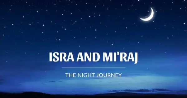Isra' and Mi'raj night journey blue modern-simple