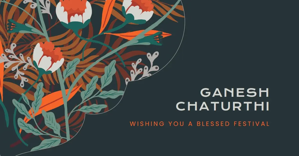 Happy Ganesh Chaturthi gray organic-simple