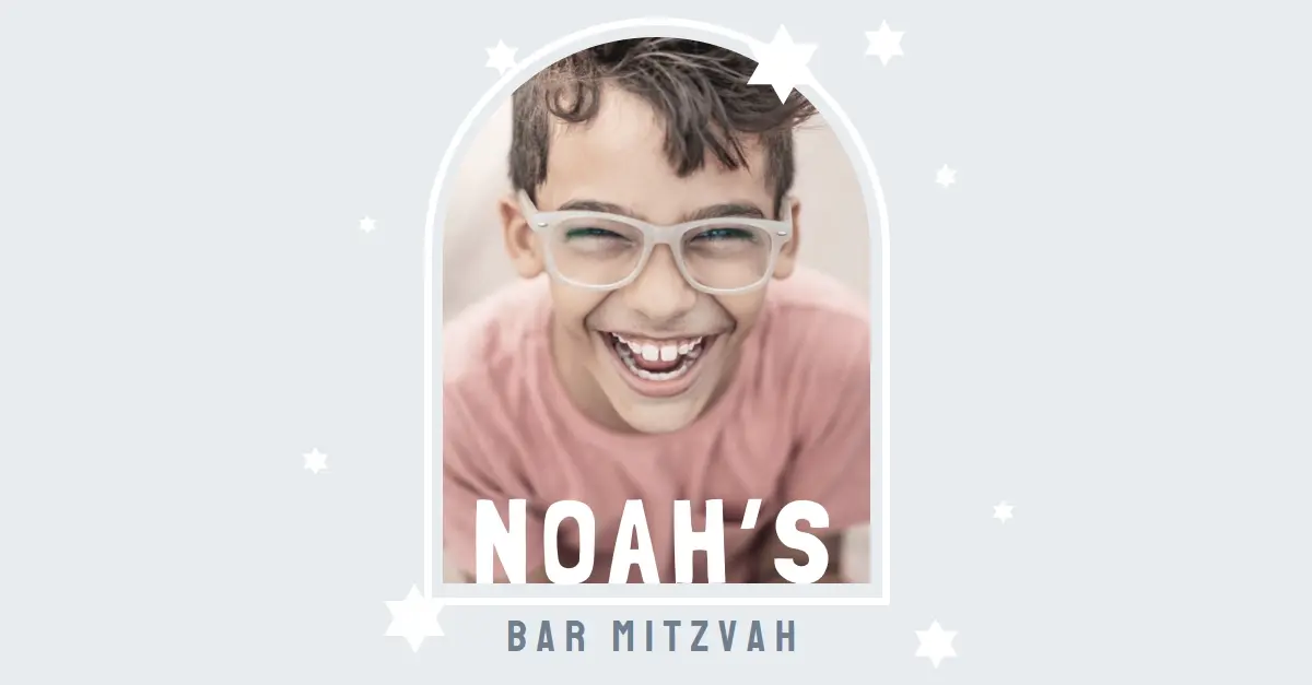 Bar mitzvah blessings blue modern-simple