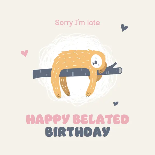 Belated birthday wishes white playful, cute, illustrative, whimsical, friendly, charming, graphic,