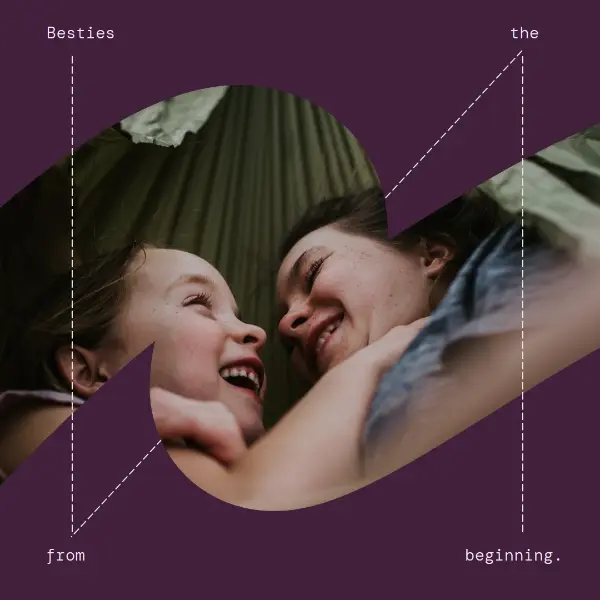 Besties from the beginning purple modern geometric