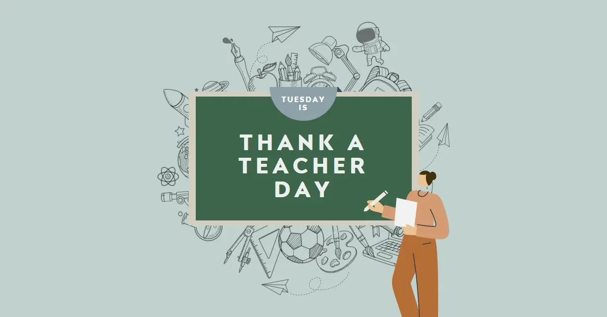 Thankful for teachers green modern-color-block