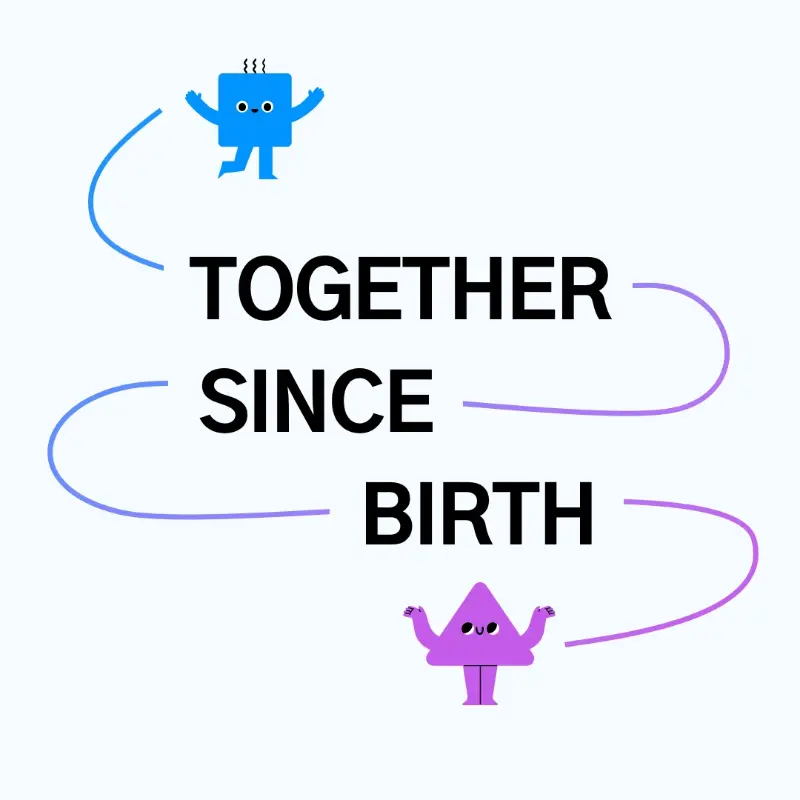 Together since birth white whimsical line