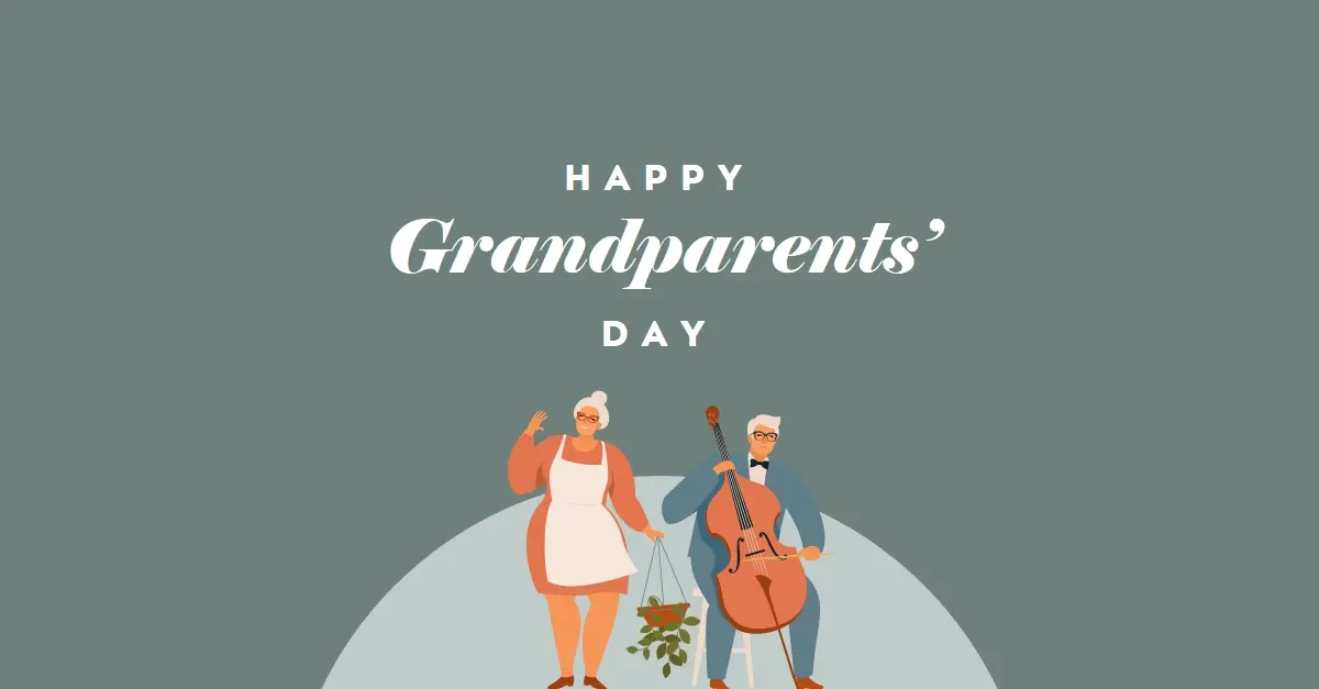 Happy Grandparents Day green modern-color-block